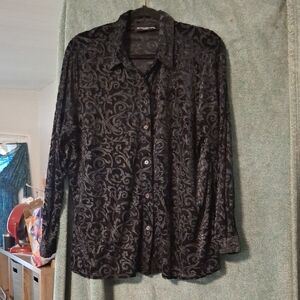 Impressions Black Patterned Blouse